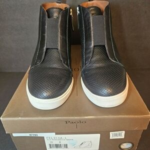 Paolo Black Leather High-Top Sneakers